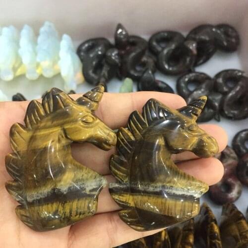 2" 2 piece cute natural crystal unicorn head skull healing crystal hand carved gemstones beautiful crystal gift