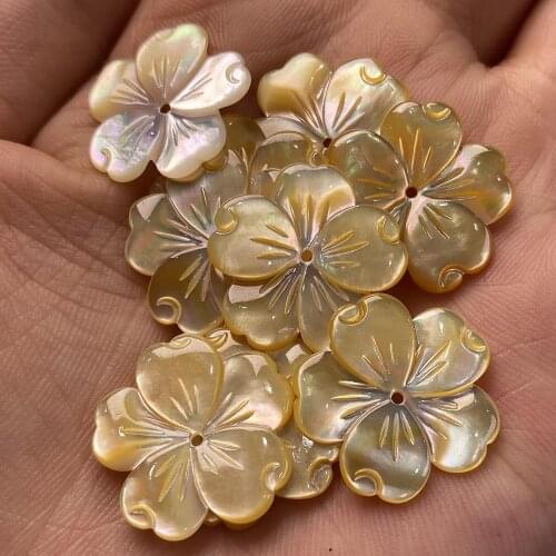 Shell Beads Carved-flowered Accessories Yellow Loose Shell For Jewelry Making Bracelet Earring Handiwork Sewing Accessory