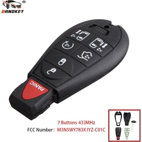Dandkey 7 6+1 6 Buttons Car Remote Control Key M3N5WY783X IYZ-C01C Fob 433Mhz For Dodge Chrysler Jeep Auto Control Alarm