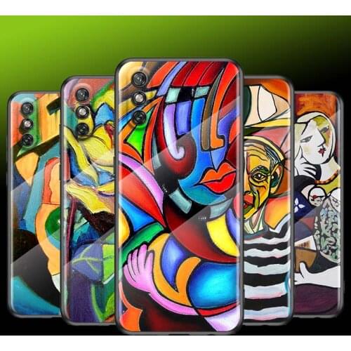 Tempered Glass Cover Picasso abstract Art For Huawei Y6 Y7 Y9 Y5P Y6P Y8S Y8P Y9A P Smart Z 2019 2020 2021 Phone Case