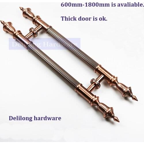 Wooden door handle Hotel Glass door handles 800mm rose gold color/gold color