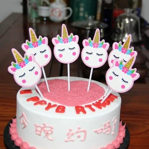 Unicorn Cupcake Toppers Kids Unicorn Birthday Cake Topper Unicorn Theme Birthday Party Decorations 6pcs/Set