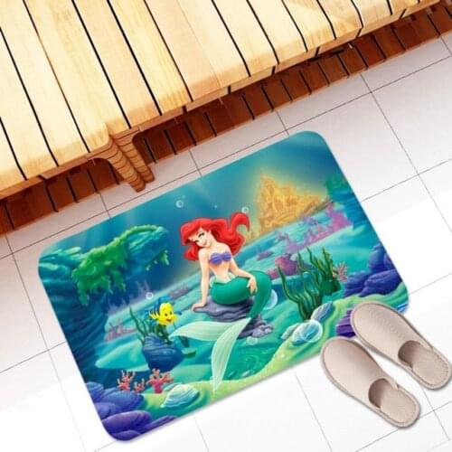 Flannel Bath Mat Toilet Carpet Door Mat The Little Mermaid Bathroom Rug Kitchen Carpets Bedroom Floor Absorbent Outdoor Doormat