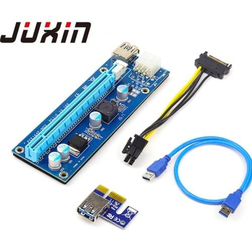 2017 New 60cm PCI Express Riser Card PCI-E 1x to 16x extender with USB 3.0 data Cable+SATA to 6Pin IDE Molex Power Supply