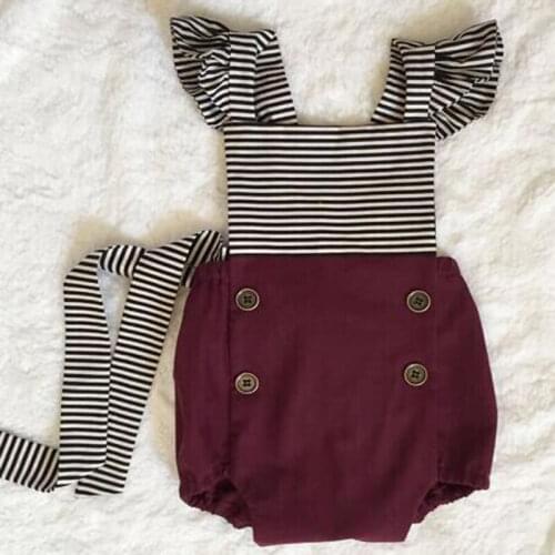 0-18Months Newborn Baby Summer Clothing Striped Ruffles Sleeveless Jumpsuit Romper+Headband Sunsuit Baby Girl Clothes Set