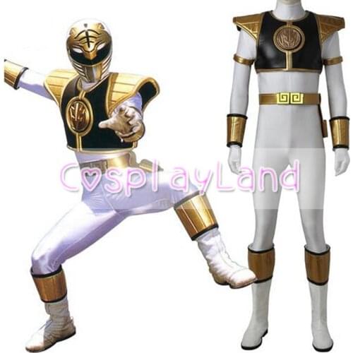 Tyranno Ranger White Ranger Cosplay Costume Adult Halloween Costume White Ranger Tommy Jumpsuit Zyuranger Cosplay Uniform