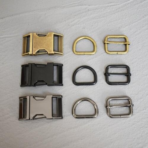10 Sets 25mm Metal Belt Straps Adjust Slider Release Buckle D Ring Webbing For Pet Dog Collar Dog Leash DIY Accessories 25-3s