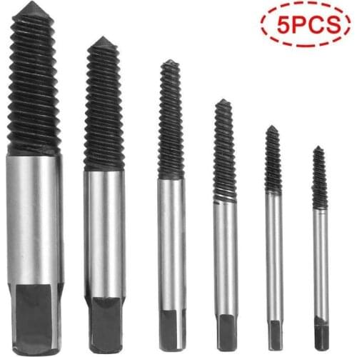 5Pcs Screw Extractor Center Drill Bits Guide Set Broken Damaged Bolt Remover Removal Speed Easy Out Set