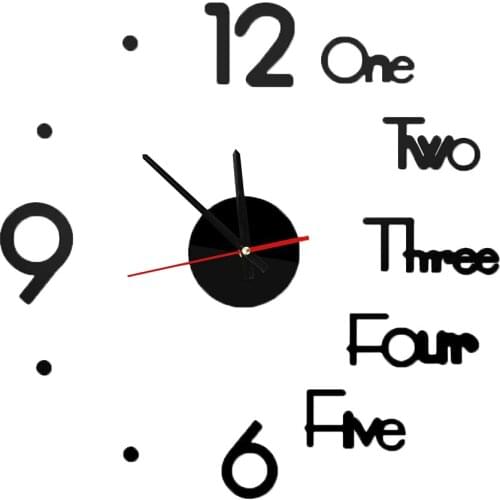 3D Wall Sticker Clock Self-adhesive Frameless Clock Modern Art