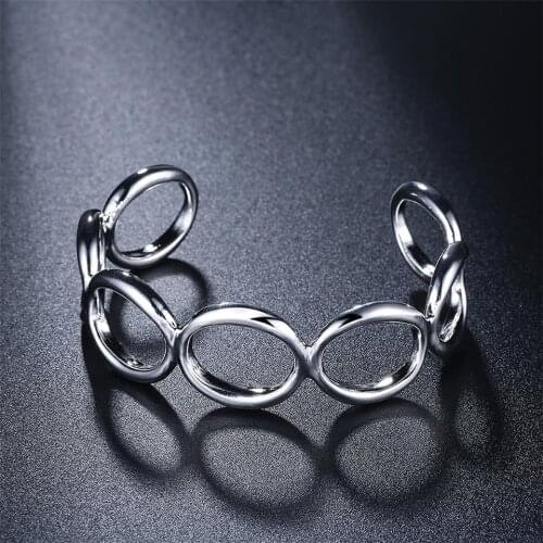 NEW 925 Sliver Fashion Jewelry Whole Letter O-Shaped Cuff Bangle For Women Wedding Engagement Trendy Gift