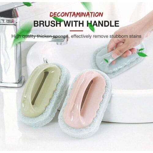 Plastic Cleaning Brush With Handle Sponge Brush Kitchen Bathroom Tile Wall Decontamination Bathtub Cleaning Brush home cleaning