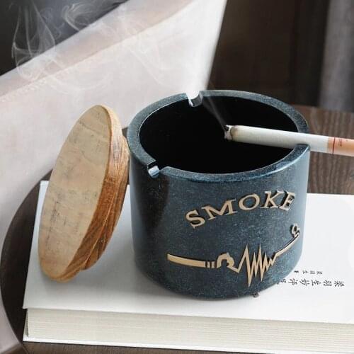 Resin Moden Windproof Ashtray with Lid for Tabletop Gift for Friends Hotel Outdoor Home Decoration Smokeless Ashtray Holder