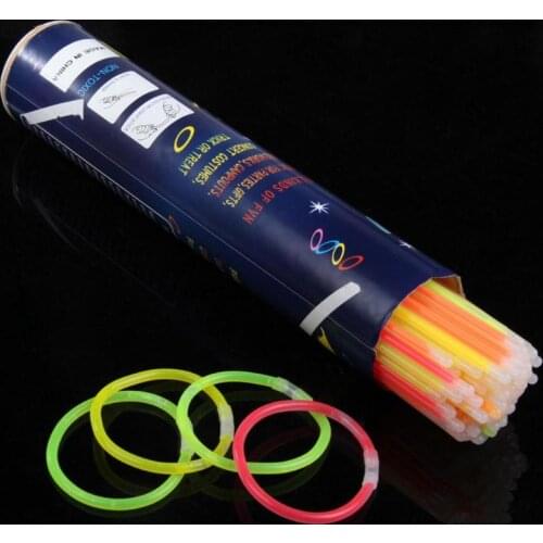 100 Pcs Party Fluorescence Light Glow Sticks Bracelets Necklaces Neon Wedding Party Stickers For Wedding Bright Colorful Light