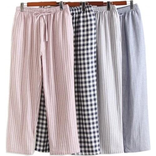 2021 Spring Autumn Men 100% cotton sleep bottoms Male High quality nighty trousers Men Casual Loosen pajama pants XXL 100KGS