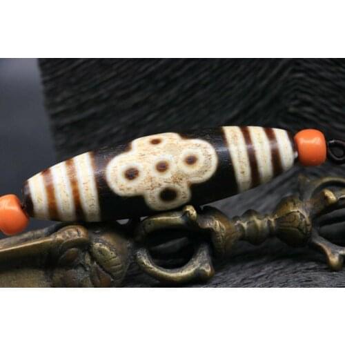 Magic Power unique Magic Tibetan Old Oily 5 eye Lightening 6 lines Totem dZi Bead 70*20mm LKbrother Sauces