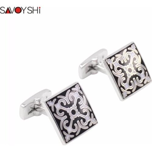 Top Grade Vintage Pattern Designer Cufflinks for Mens shirt Brand Cuff Buttons Red&Black Classic Art Cuff links SAVOYSHI Jewelry