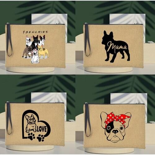French Bulldog Print Handbag Women Outdoor Storage Bag Toiletry Organizer Travel Cosmetic Bags Portable Female Makeup Case Totes
