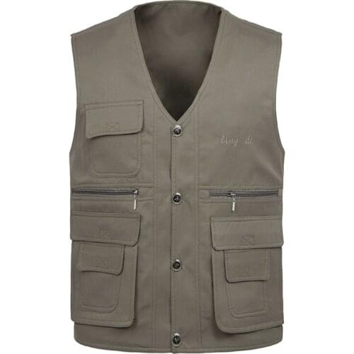 New Spring mens two-sided vest multi-pocket multi-pocket vest men casual fishing photography vest plus size S-4XL
