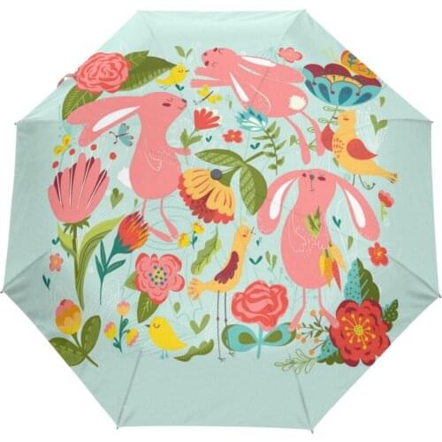 Animal Fully-automatic and Non-automatic Lovely Rabbit Umbrella Rain Paraguas Woman Umbrella Rainy Windproof Parapluie