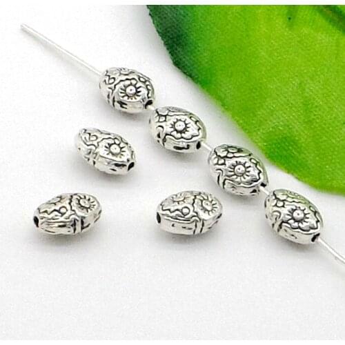 Free Shipping 250Pcs Tibetan Silver Tone Flowers Spacer Beads 8x6mm For Jewelry Making Craft DIY