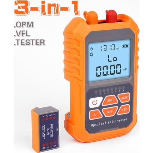 3-in-1 Multi-Function OPM+VFL+TESTOR 5km Red Light Laser Pen LED Lighting Optical Power Meter Network Fiber Optic Cable Tester