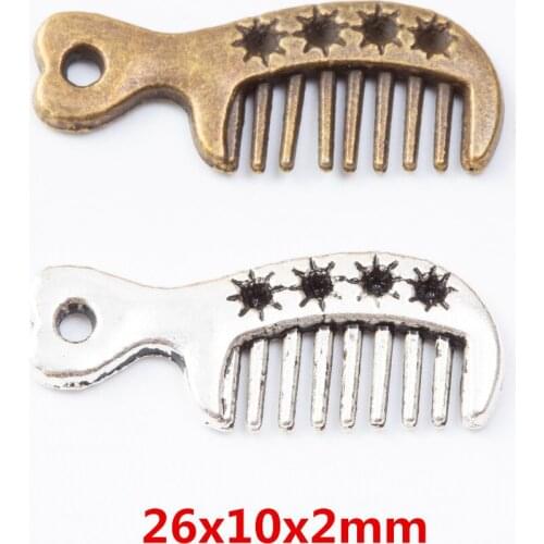 45 pieces of retro metal zinc alloy comb pendant for DIY handmade jewelry necklace making 7054