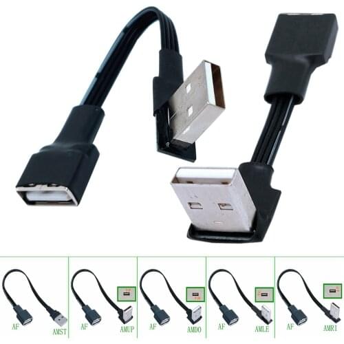 5cm 10cm USB 2.0 A Male to Female 90 Angled Extension Adaptor cable USB2.0 male to female right/left/down/up Black cable cord