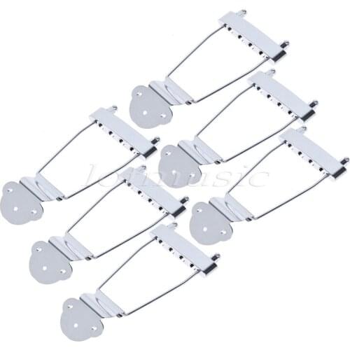 6Pcs Chrome 4 String Trapeze Archtop Tailpiece 15mm Spacing for JBass Replacement Parts