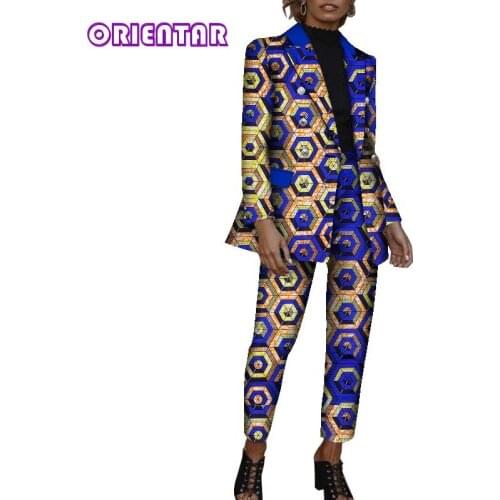 African Women Suits Set African Print Pants and Tops Set Fashion News Office Blazer Suits Outfits Women African Clothing WY8683