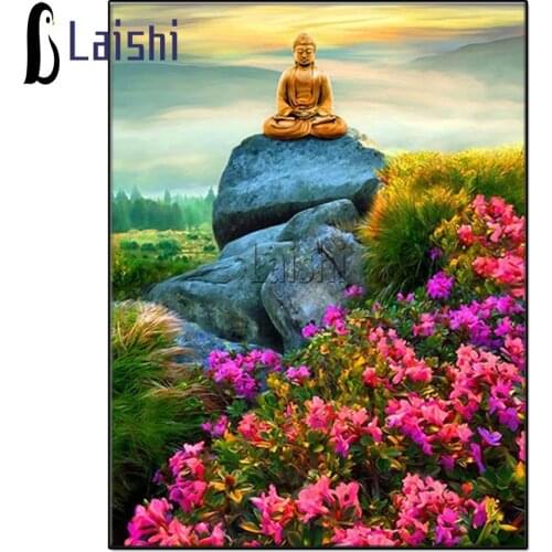 Diamond Painting Natural scenery, meditating buddha statue religious Cross-stitch Mosaic full diamond painting Home Wall Decor