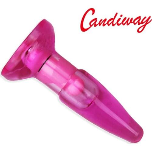 Candiway Waterproof Vibration Real Skin Feeling Jelly Anal Plug With Suction-Cup Adult Sex Toys Butt Plug For Men & Women
