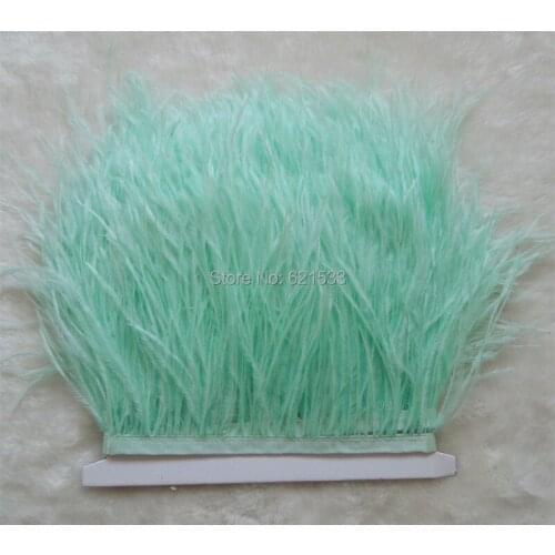 MINT GREEN Ostrich Fringe,10yards/lot-MINT GREEN Ostrich Fringe Trim feather,Ostrich trimming on Satin Header 5-6inches in width