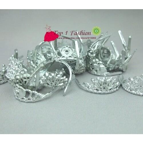 Free shipping 10pcs/set silver plating crown decoration accessory for barbie doll