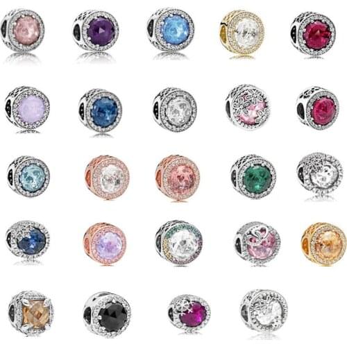 Color Radiant Crystal Beads for Charms Bracelets 925 Sterling Silver DIY Beads for Jewelry Making Pave Stones Charm Bead Women