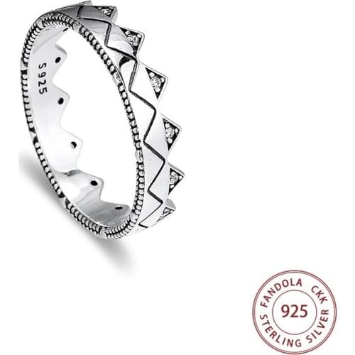 Exotic Crown Ring 925 Sterling Silver Wedding Original Rings for women Silver 925 Jewelry anillos mujer