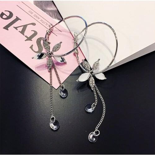European and American flowers wild earrings Korean temperament tassel long earrings personality party earrings female