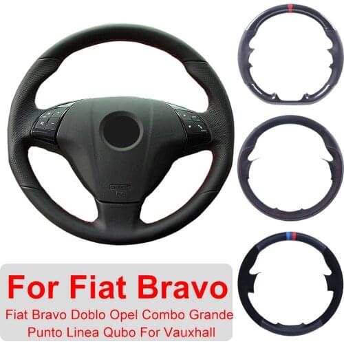 Customized Car Steering Wheel Cover For Fiat Bravo Doblo Opel Combo Grande Punto Linea Qubo For Vauxhall Leather Protective Wrap