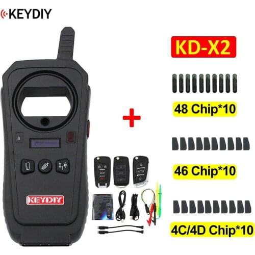 KD-X2 Remote Maker Unlocker and Generator Chip Reader Online Remote and Chip Copier Car Key Frequency + 5/10pcs 4D/4C 48 46 Chip