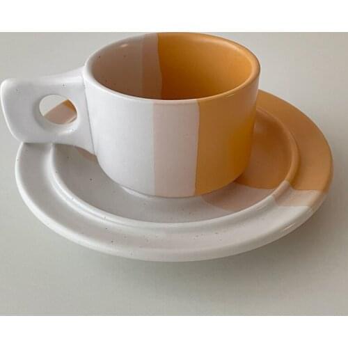 European Style Splash Ink Ceramic Cup Coffee Cup and Saucer 200ml Exquisite Mug British Home Tea Cup and Saucer Set
