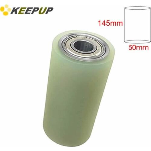 Furniture wheel.Diameter 50mm, length 145mm,PU polyurethane roller with bearing,Soft surface,Pipeline transmission Rubber wheel
