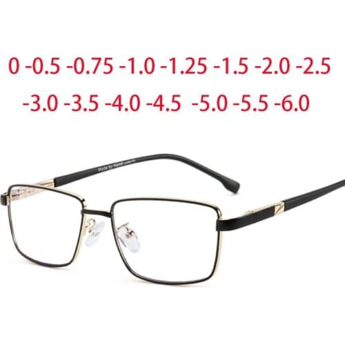 Square Glasses Women Men Metal Eyeglasses Business Myopia Optical Spectacles Ladies Clear Glasses 0 -0.5 -1.0 -2.0 To -6.0