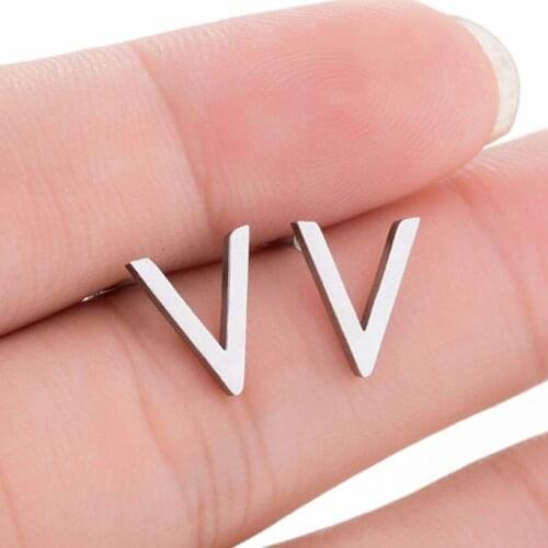 Hot Sale New Fashion Jewelry Earrings Brincos Oorbellen Simple Metal Wind Letter V Shape Earrings For Women Gift Wholesale
