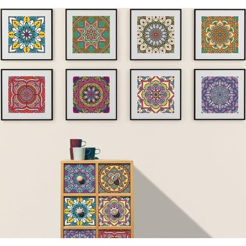 Lisbon Traditional Flower Tiles Sticker Retro Art Wall Decals Cabinet Renovation For Living Room Kitchen Backsplash Oil Proof
