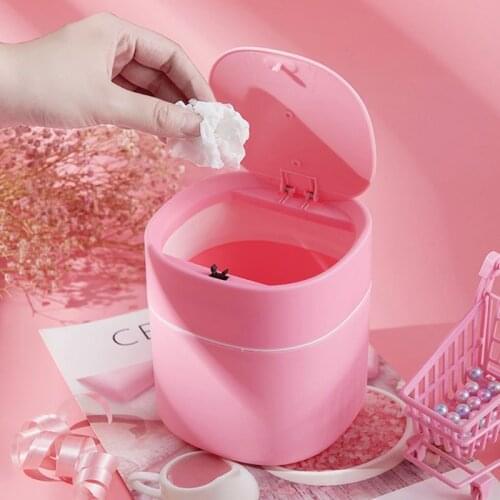 One-Click Small Household Toilet Office Trash Can Kitchen Storage Mini Waste Paper Basket Bathroom Accessories Wc Accessories