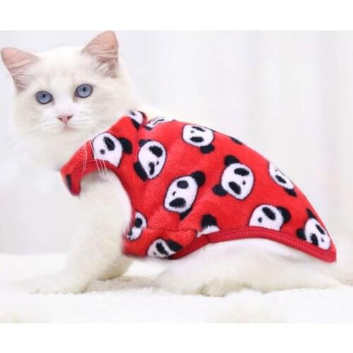 HOKERBAT Kitten Multicolor Optional Flannel Warm Cartoon Series Embroidered Pet Dog Clothes Pet Clothes
