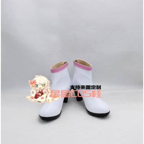 Mobile Suit Gundam Lacus Clyne Fllay White Short Cosplay Shoes Boots X002