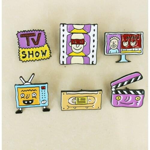 Fashionable Hot Creative Retro Tape TV set Cartoon Film Movie Field Record Brand Brooch Ins Tide Personality Wild Badge Jewelry