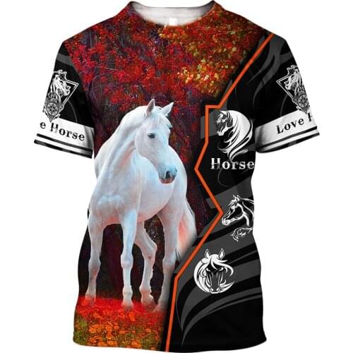 CLOOCL Men T-shirt Love Horse 3D Print Animal Short Sleeve Funny Tee Shirts Harajuku Casual Unisex Streetwear Tops