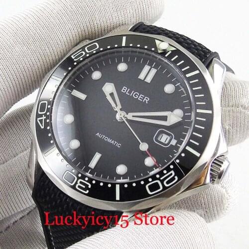2019 Hot Mens Watch Black Dial With Ceremic Bezel Silver Color Watch Case Automatic Movement 41mm Wristwatch