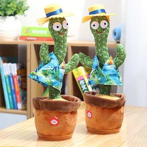 Creative Dancing Cactus Plush Doll Funny Cute Swing Cactus Stuffed Decor Learning Speak Repeat 120 Song Sing Music Lighting Toy